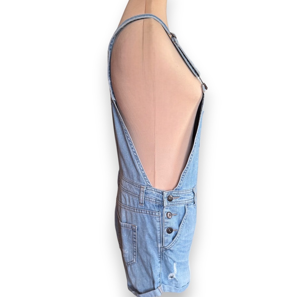 ABERCROMBIE & FITCH denim short overalls romper light wash size 27 - Picture 3 of 8
